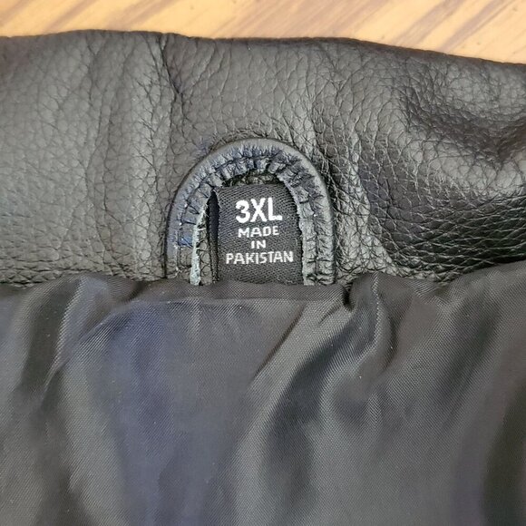 Burks Bay Mens 3XL Black Leather Jacket With NRA Embroidery Genuine Leather - Picture 6 of 11